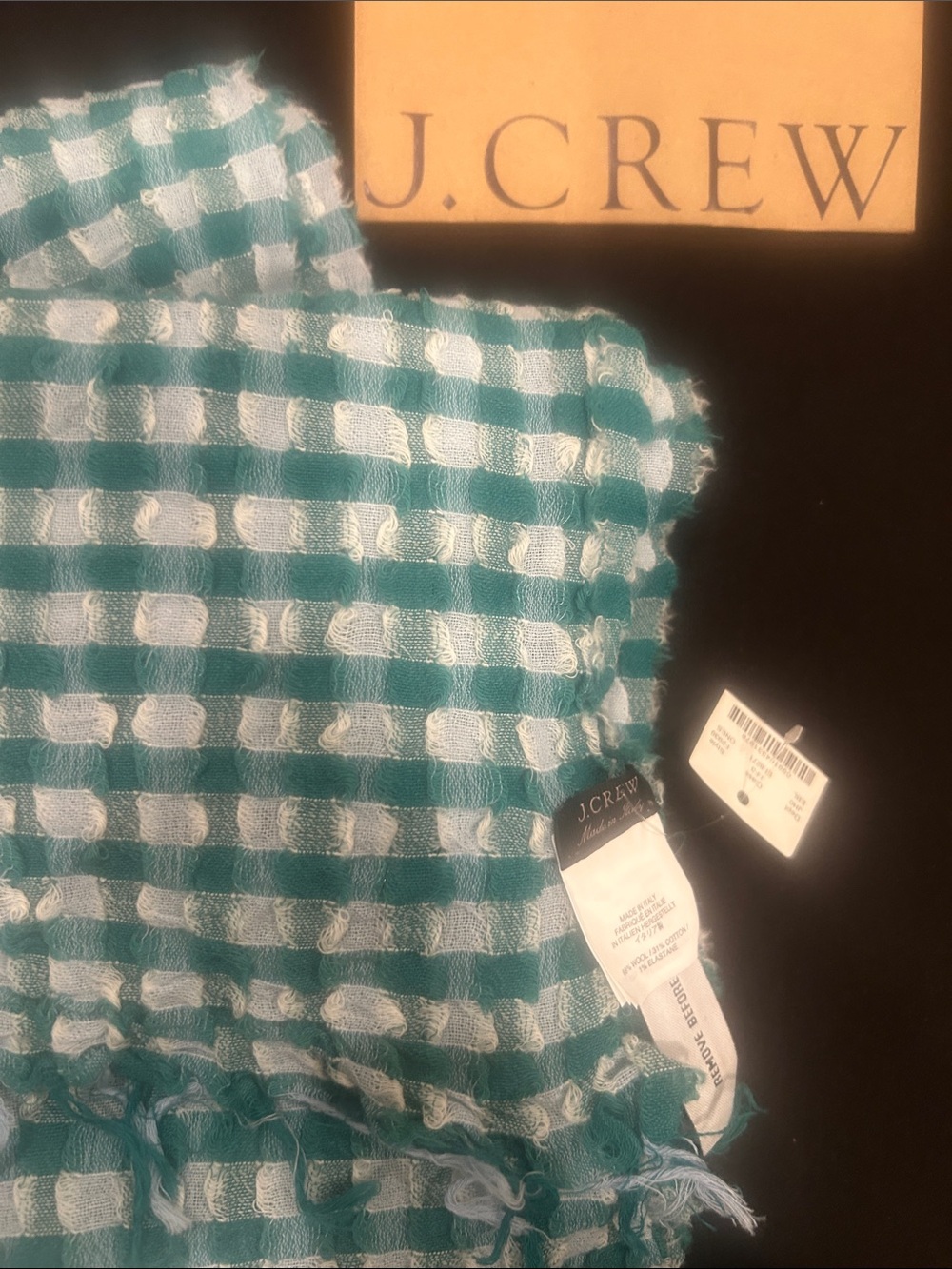 J. Crew Teal and White Gingham Textured Tunic